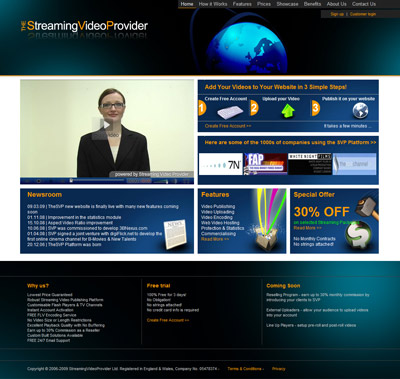 Streaming Video Provider - web page view